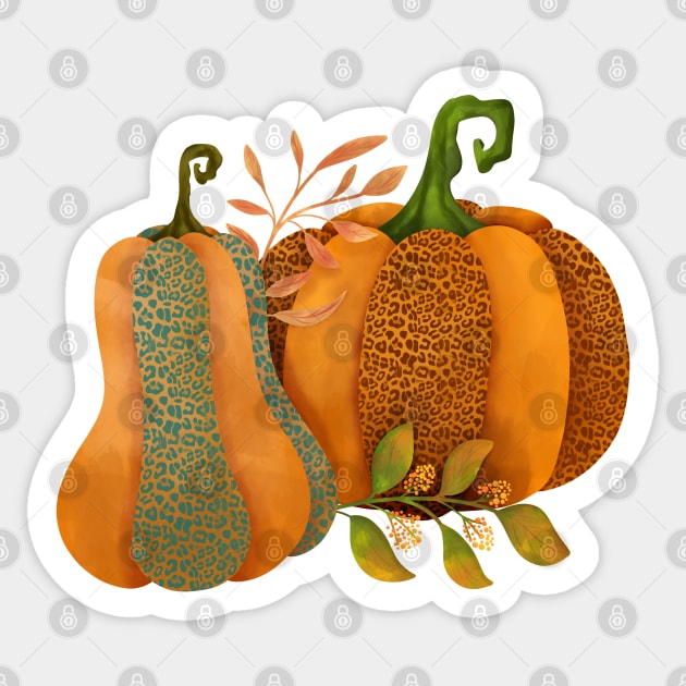 Leopard pumpkin fall design Sticker by PrintAmor